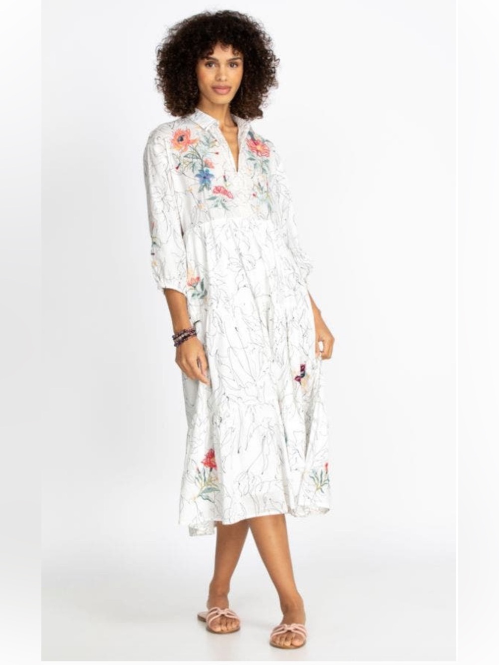 Johnny Was JORDAN TIERED WANDERER DRESS-size Small